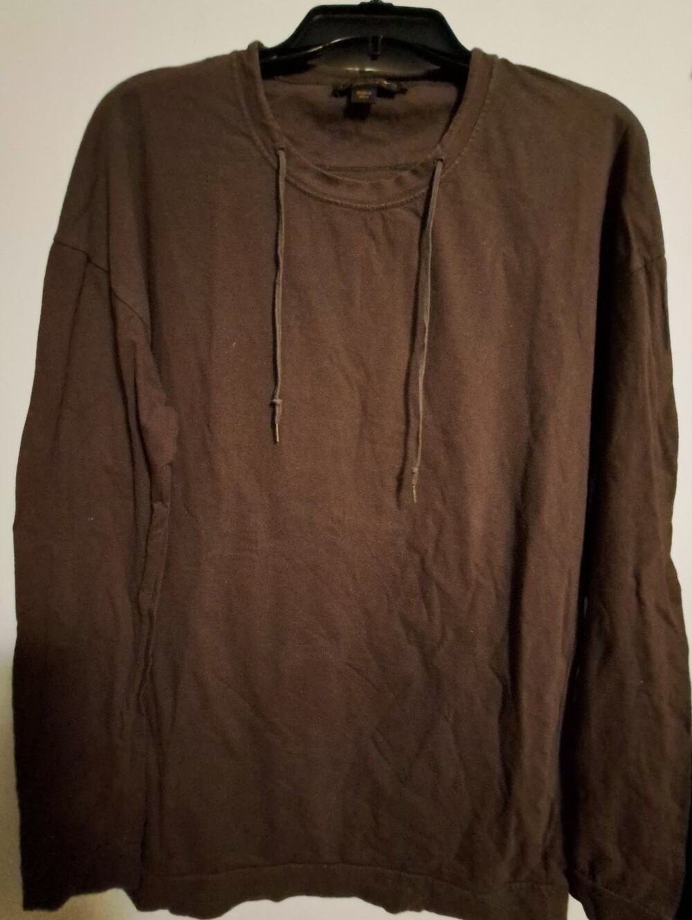 DIESEL Men's Brown Long-Sleeve Pullover Shirt with Drawstring @ collar